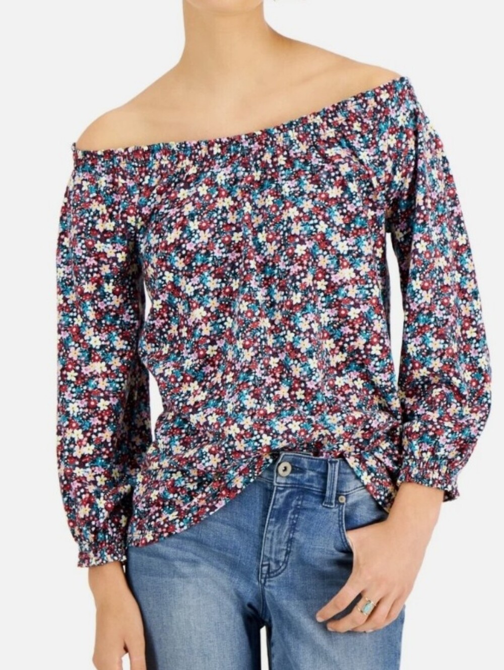 Style & Co Off-Shoulder Floral Peasant Top